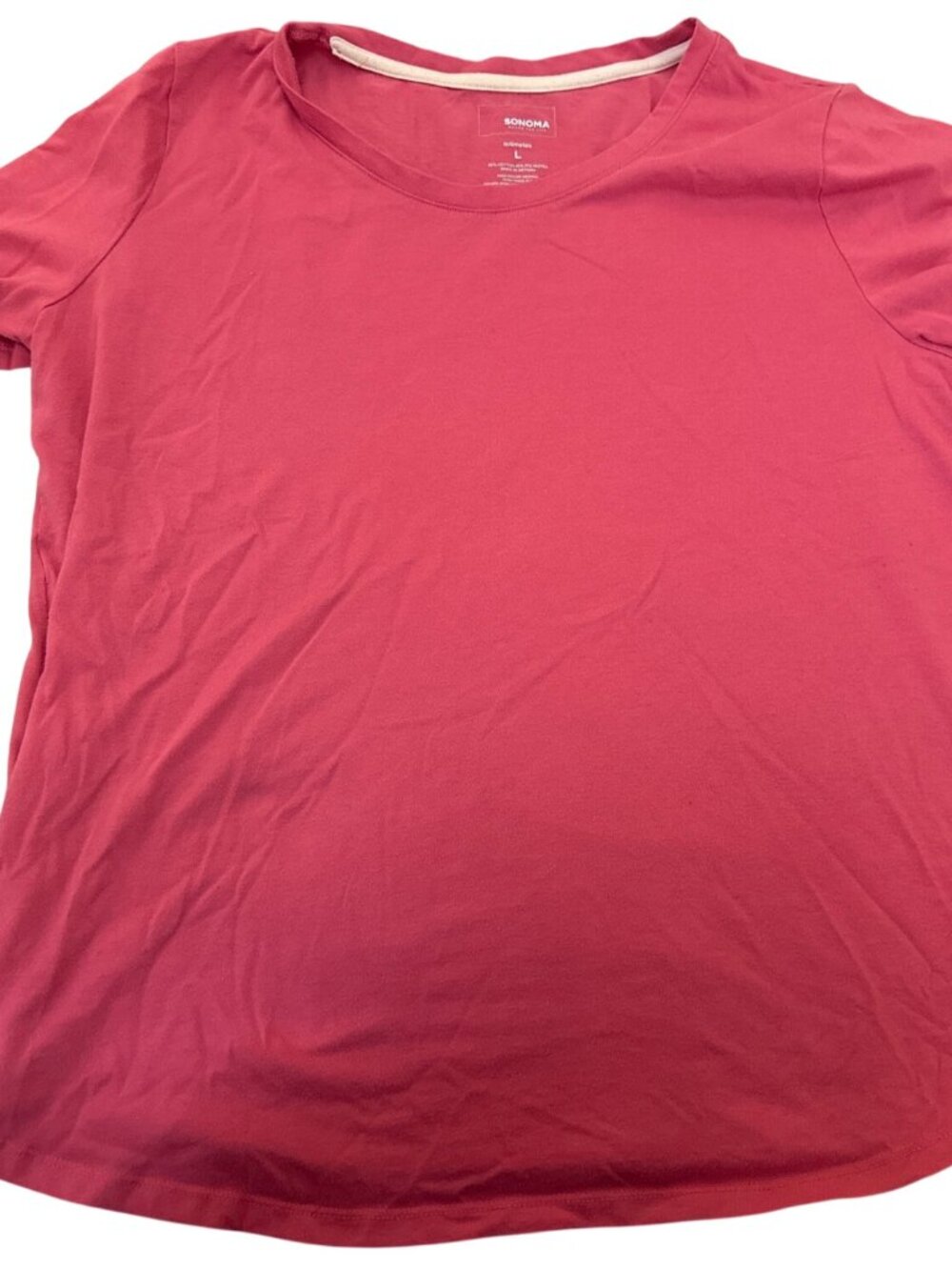 Sonoma Intimates Womens  Sleep T-Shirt Large Pink Short Sleeve Cotton Blend Cozy